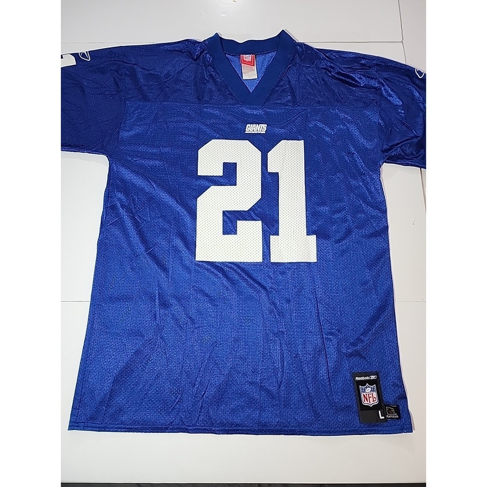 Vintage Tiki Barber‎ New York Giants Reebok NFL Jersey Mens Large L Blue Home